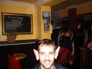 One of the "revellers" at the Frog and Nightingale Halloween party.
