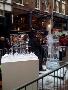 Ice carving in Chester city centre