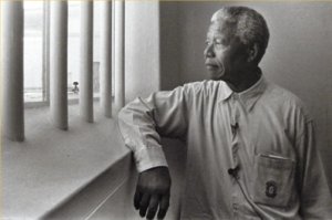 Nelson Mandela in prison at Roben Island.