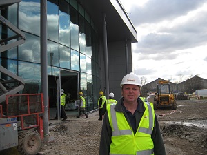 Me outside our new building