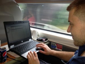 Dan on the train to London fixing a server remotely