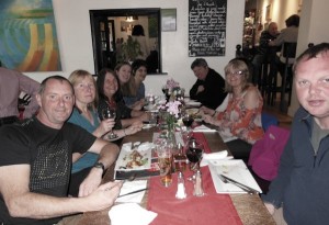 The walking group at Fouzi's Italian Cafe bar in Llangollen.