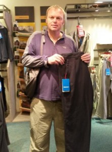 Buying trousers in the Rohan shop