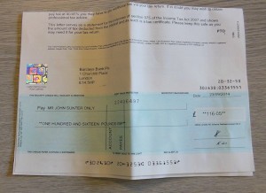Cheque for PPI