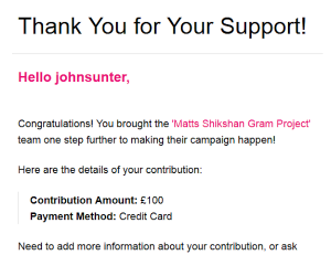 My £100 charity contribution