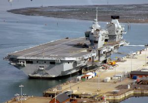 The modern aircraft carrier HMS Elizabeth at dock