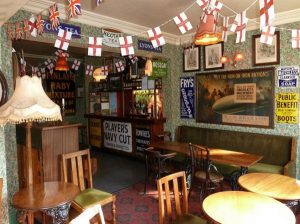 Inside the Albion pub, showing memorabilia from the 2nd World War.