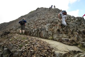 Climbing up the craggy path to Crib Goch.