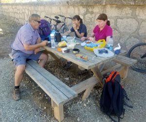 Having a picnic on the trail