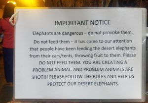Warning about feeding animals
