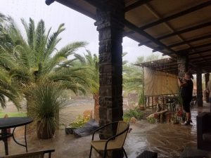 Pouring rain outside the Zebra lodge
