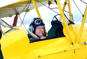 "dad" in a Yellow Tiger Moth.